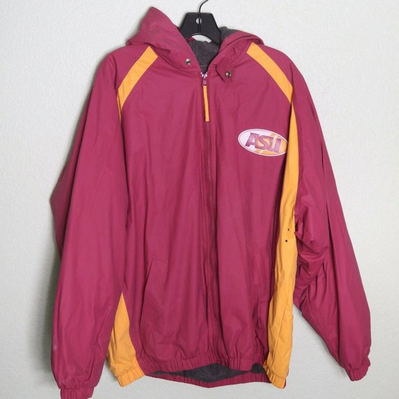 ASU Arizona State Jacket Sz L Zip Up Hoodie Sportswear Collegiate Track Athletic - Picture 1 of 8